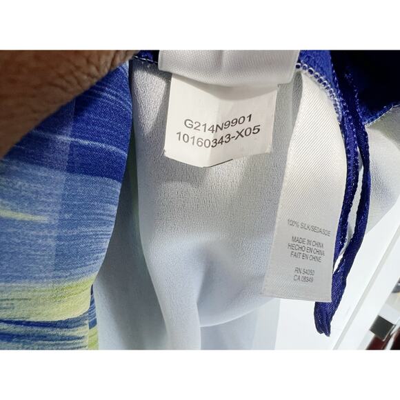 Jones New York Silk Water Color A-Line Flare Midi Skirt in Blue & Yellow Size XL - Picture 9 of 9